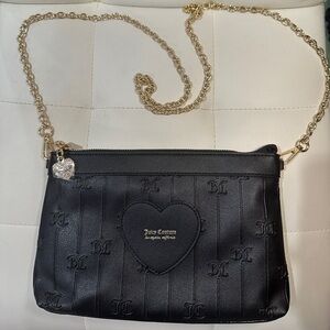 Juicy Couture Black Crossbody with Gold Chain and Heart Charm